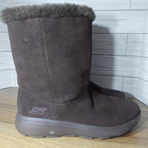 Skechers Women's 8 Brown Suede Fur Lined Ankle Boots 14633 - Picture 1 of 5